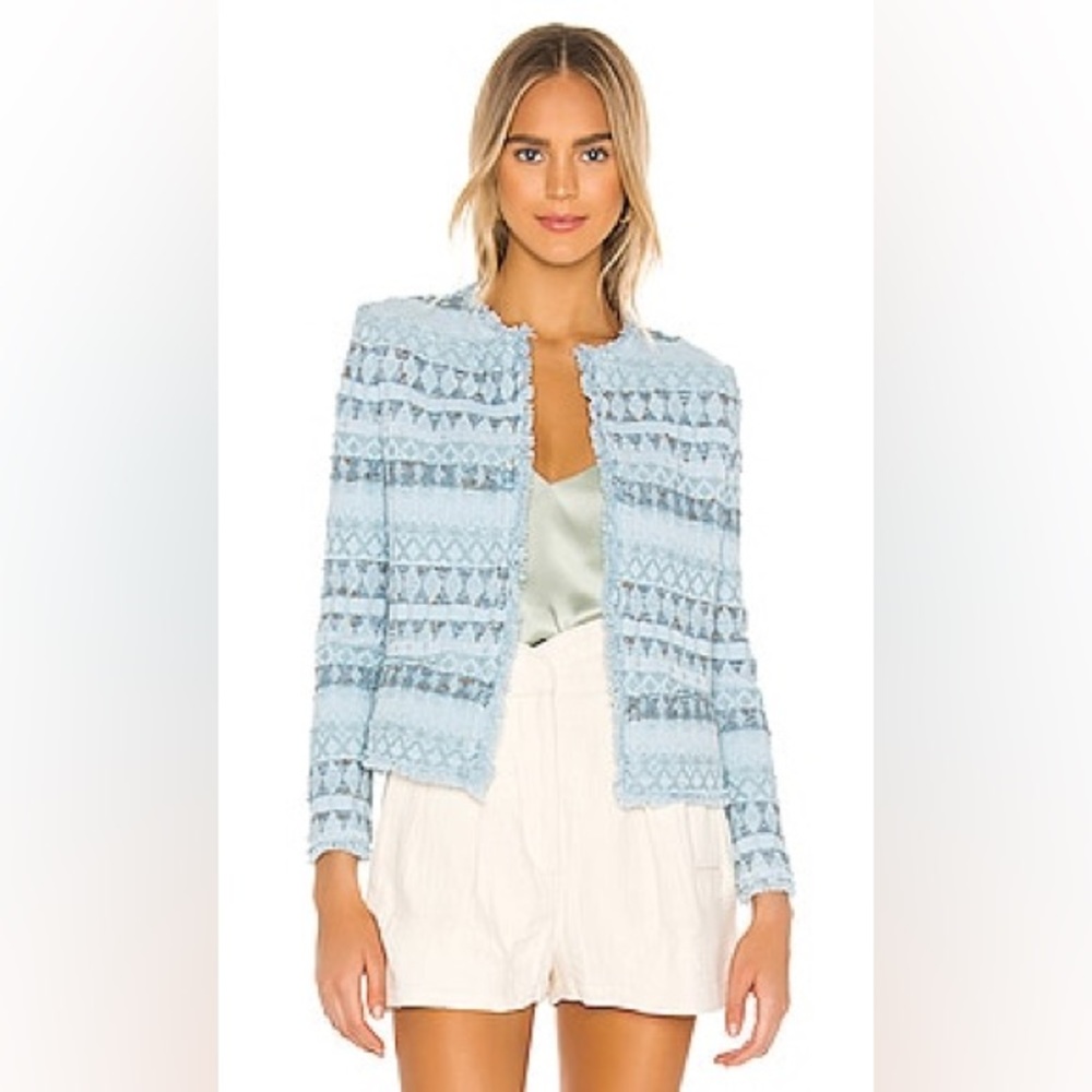 Discontinued IRO Louisa light blue tweed like blazer jacket size 40
